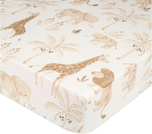 Miniatura 20 de Crane Baby Sábana bajera, sábana bajera ajustable de algodón suave para cunas y guarderías, cobre beige, 28 pulgadas de ancho x 52 pulgadas de alto