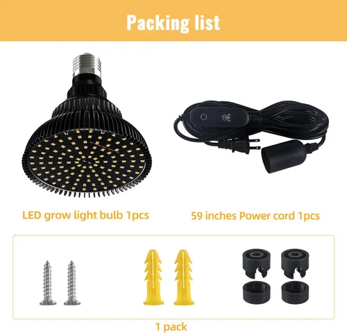 Miniatura 7 de Luces colgantes de cultivo para plantas de interior, 25 W 5000 K, bombillas LED de cultivo colgantes con temporizador, luz de planta colgante