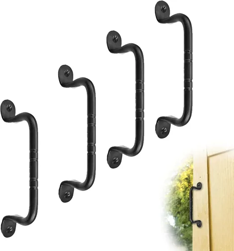 Miniatura 14 de Paquete de 2 manijas decorativas negras de 4.5 pulgadas, manija decorativa de puerta de hierro, manija de puerta de metal rústico para puertas Negro