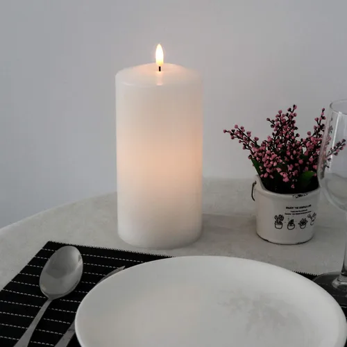 Miniatura 6 de Vela blanca grande sin llama, funciona con pilas con temporizador de 6 horas, vela LED parpadeante de cera real, para interiores, bodas, cenas