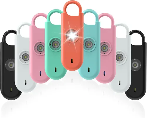 Miniatura 9 de Fauxomor Alarma de Seguridad Personal de 140dB para Mujeres, Paquete de 9 Alarmas de Protección Seguras Llavero con Luz Estroboscópica y Aviso