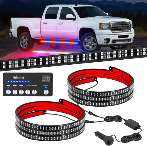 Miniatura 28 de Nilight 2 piezas de 24 pulgadas de tira de luces estroboscópicas para parrilla de camiones, 384 LED, luz de emergencia ámbar, flexible, intermitente