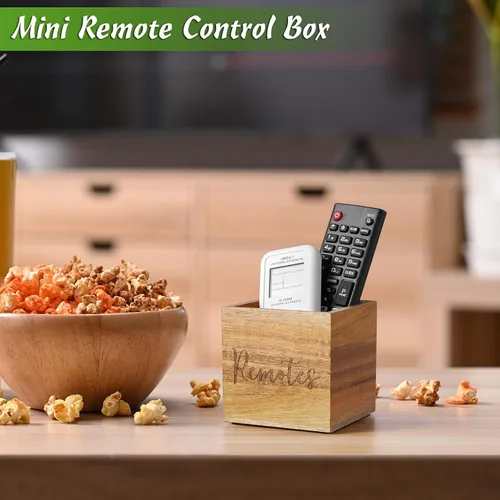 Miniatura 4 de DRASTAR Acacia Soporte para control remoto, soporte remoto de TV de madera, pequeño organizador de almacenamiento remoto, organizador de control