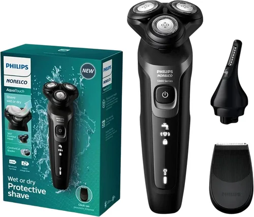 Philips Afeitadoras eléctricas para hombres, afeitadora eléctrica recargable AquaTouch para hombre en húmedo y seco con cuchillas de corte cómodo y