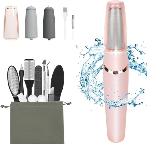 Miniatura 9 de Haootadiy - Quitadores eléctricos de callos para pies, kits de pedicura para eliminar callos de pies eléctricos recargables con 12 en 1, elimina