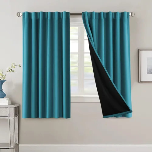 Miniatura 121 de H.VERSAILTEX Cortinas 100% opacas para dormitorio con forro negro, cortinas de oscurecimiento de habitación completa, con aislamiento térmico