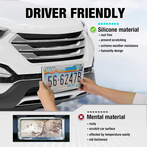 Miniatura 4 de DuraTech Marcos de matrícula de silicona, cubierta de placa resistente al óxido para coche, protector de placa a prueba de sonajero con kits