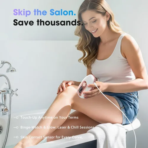 Miniatura 5 de Dispositivo de depilación láser IPL para mujeres y hombres, contacto de enfriamiento de hielo a 45 °F para resultados indoloros y duraderos