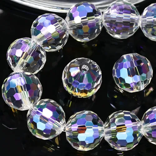 Miniatura 12 de Dowarm 150 PIEZAS Cuentas de cristal de vidrio redondas de 6 mm para hacer joyas, cuentas facetadas de cristal rondelle espaciadoras de color azul