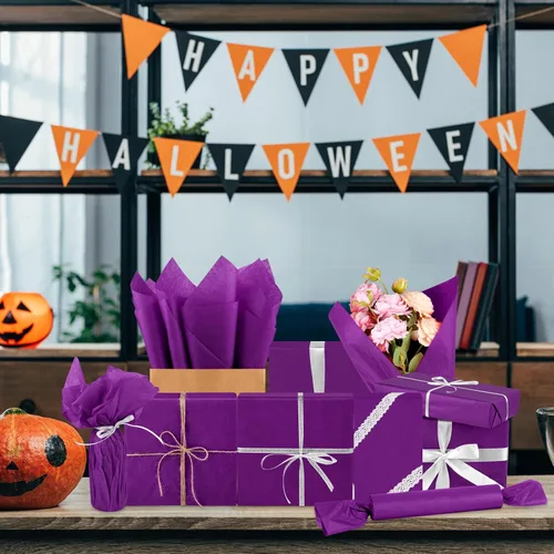 Miniatura 5 de Morcheiong 60 hojas de papel de seda púrpura para envolver regalos, papel de seda a granel para manualidades, manualidades, floral, cumpleaños
