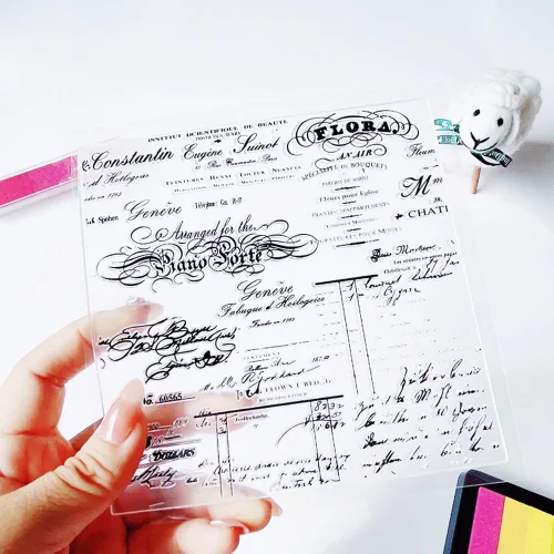Miniatura 8 de Sellos transparentes de palabras de bendición, diseño de banderines de palabras de felicitación, sellos transparentes de goma de silicona