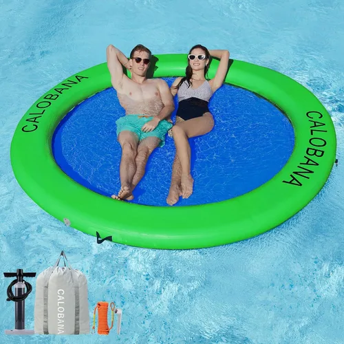 CALOBANA Anillo Flotante Redondo Inflable Hamaca de Agua Flotadores de Río de Alta Resistencia Flotadores de Lago para Adultos Plataforma de Isla