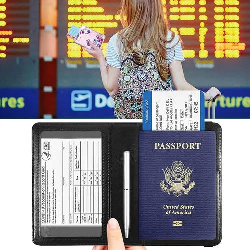 Miniatura 2 de Combo de portatarjetas de pasaporte y vacunación con bloqueo RFID-X-1, Mariposa Mujer, Minimalista
