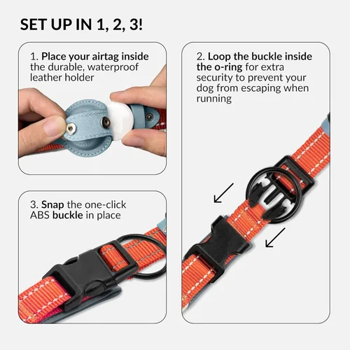 Miniatura 6 de CollarDirect Airtag - Collar de perro reflectante de nailon y neopreno para Apple Air Tag para perros grandes, medianos y pequeños