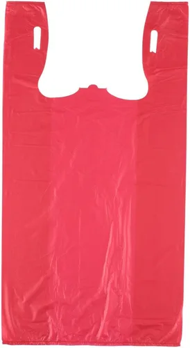 Miniatura 2 de RG - Camisetas de plástico grandes para comestibles, bolsa de transporte, color rojo, sin impresión, 12 x 6 x 21, 100 unidades (100, rojo)