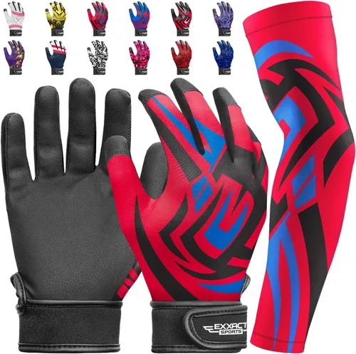 Miniatura 9 de Guantes de bateo para jóvenes de Exxact Sports con mangas para brazos para niños y niñas, guantes de béisbol para niños para bateo de sóftbol