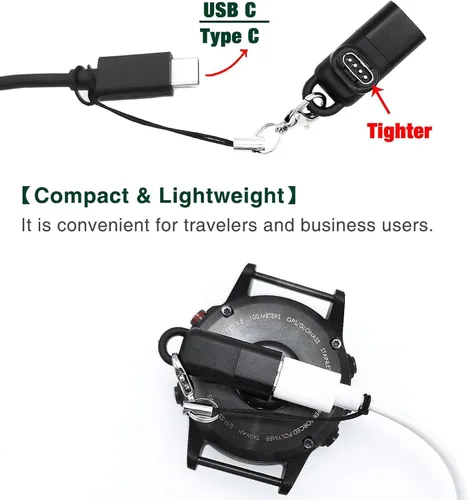 Miniatura 4 de Paquete de 2 adaptadores USB-C hembra a macho para Garmin Watch, adaptador de carga tipo C para Instinct 2 3 E/Fenix 8/6/7X/7/6X/Venu 2