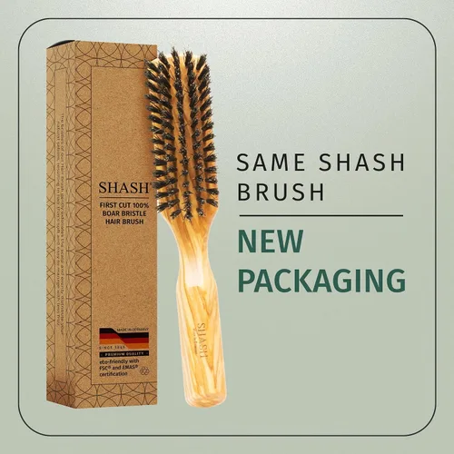Miniatura 3 de SHASH Cepillo de pelo 100% de cerdas de jabalí de primer corte, adecuado para cabello fino a normal, acondiciona naturalmente el cabello, mejora