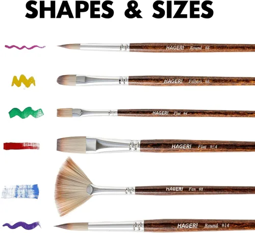 Miniatura 6 de 25 Piezas Pinceles de Pintura, Kit de Pinceles de Pintura Experto con Cerdas de Nylon Sintético con Cuchillo de Paleta y Rollo de Cuero de Gamuza