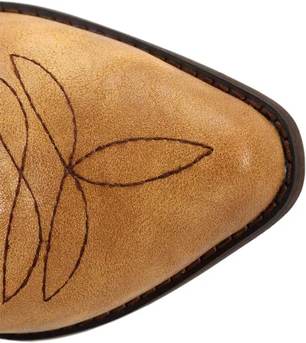 Miniatura 4 de Botas vaqueras para mujer, punta puntiaguda, a media pantorrilla, zapatos de moda occidental