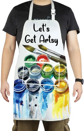 CENWA Let's Get Artsy - Delantal artístico, regalo para profesores, amantes del arte, regalo para artistas, ciencia y arte