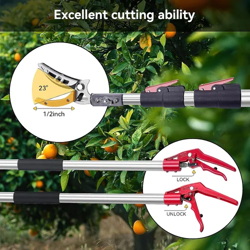 Miniatura 3 de FLORA GUARD Podadora de Árboles Extensible de 4.6-10 pies, Podadora de Corte y Sujeción – Sierra de Poste de Largo Alcance, Recolector de Frutas