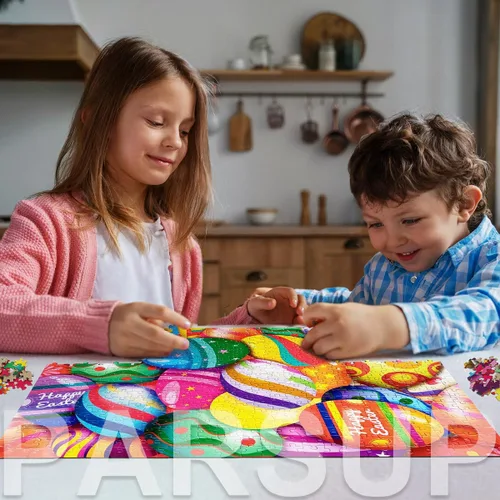 Miniatura 6 de Rompecabezas de Pascua con póster de referencia 1:1, rompecabezas festivos para adultos y niños - 500 piezas, juegos educativos con huevos