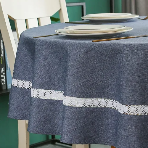 Miniatura 27 de EHouseHome Mantel de tela resistente con encaje blanco, impermeable, sin arrugas, resistente a las manchas, a prueba de aceite, para comedor