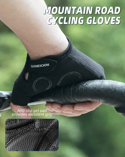 Miniatura 8 de ROCKBROS Guantes de ciclismo para hombres y mujeres - Guantes de bicicleta transpirables - Guantes de medio dedo para ciclismo diario