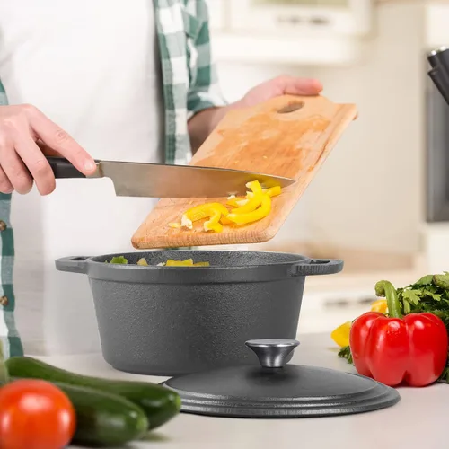 Miniatura 5 de COMMERCIAL CHEF Horno holandés de hierro fundido de 3.4 cuartos con tapa abovedada y asas