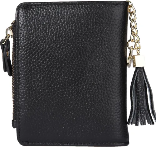 Miniatura 3 de Mini cartera plegable de cuero suave con protección RFID, para mujer, con funda para tarjeta, con ventana de identificación, monedero
