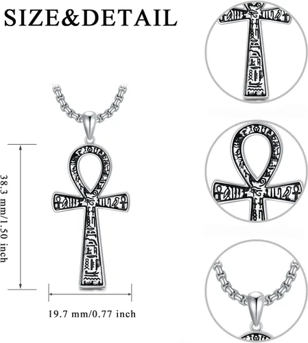 Miniatura 3 de SLIACETE 925 Sterling Silver Ankh CrossStethoscopeAngelMoonPink RibbonEvil EyeSnowflakePlanetMountain Pendant Necklace Jewelry Gift for Women