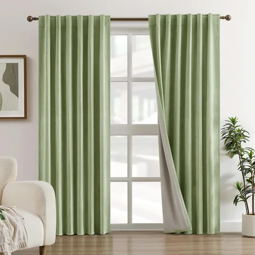 Miniatura 12 de HOMEIDEAS Cortinas Opacas 100% de Chenilla para Dormitorio, Cortinas Rosa Rubor de 63 Pulgadas de Largo, 2 Paneles para Sala de Estar/Guardería