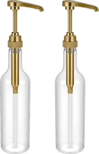 Miniatura 12 de Maxdot 2 piezas botellas de jarabe de 25 oz con bomba, botellas de cuello largo, dispensador de bomba de jarabe de plástico para accesorios de bar