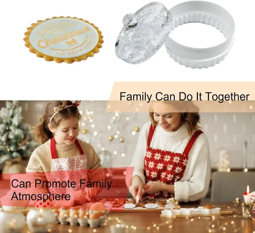 Miniatura 3 de Sello de galletas de Navidad personalizado con apellido, sellos de galletas personalizados con asa para hornear regalos de cortador de acrílico