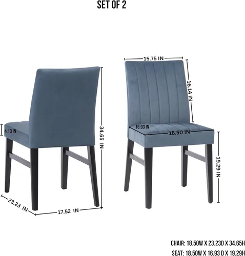 Miniatura 2 de Roundhill Furniture Wendell - Juego de 2 sillas de comedor tapizadas contemporáneas, color azul