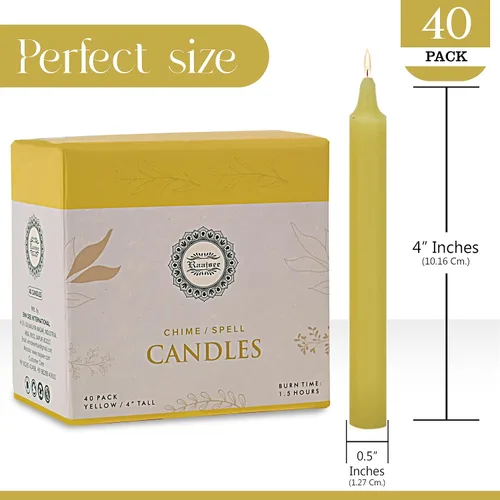 Miniatura 2 de Raajsee Mini velas cónicas sin perfume amarillas 4 pulgadas (H) velas para cena Sin humo y sin goteo Cera de parafina con mechas de algodón