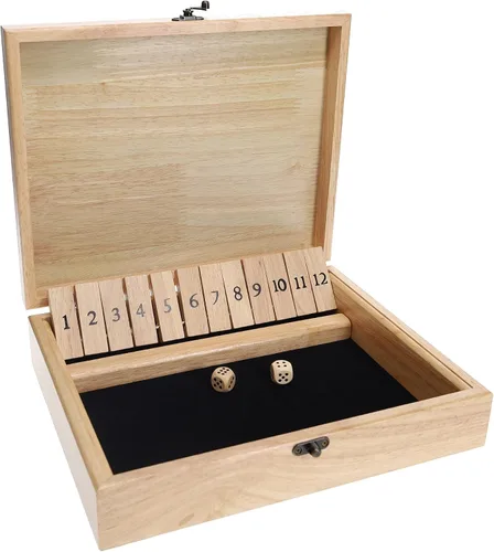 Miniatura 10 de WE Games Juego de mesa de 12 números Shut The Box - Caja de madera teñida negra con tapa