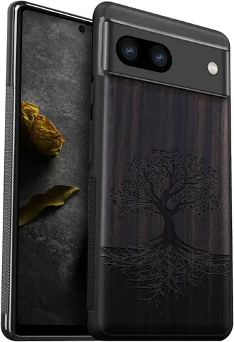 Miniatura 10 de Carveit Funda de madera para Pixel 8a - Madera natural y negro suave TPU a prueba de golpes - Funda de madera única compatible con Google Pixel 8a