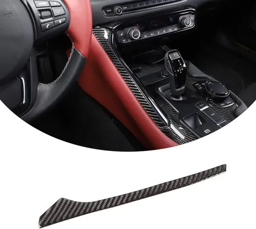 Daeiclru Tira decorativa de fibra de carbono real para palanca de cambios de automóvil para Toyota Supra GR A90 A91 MK5 2019-2022, tira de ajuste de