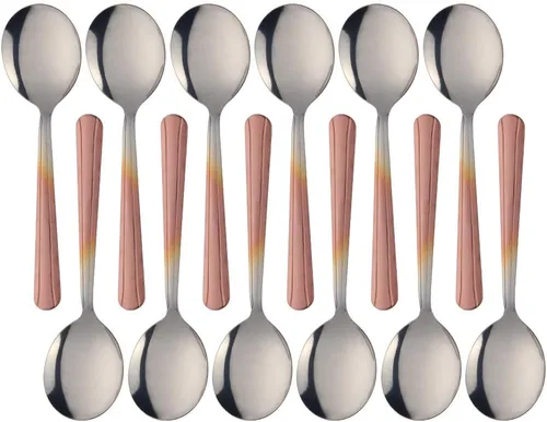 Miniatura 7 de Juego de cubiertos de cuchara redonda de 12 piezas, cucharas redondas de 5.8 pulgadas, color plateado