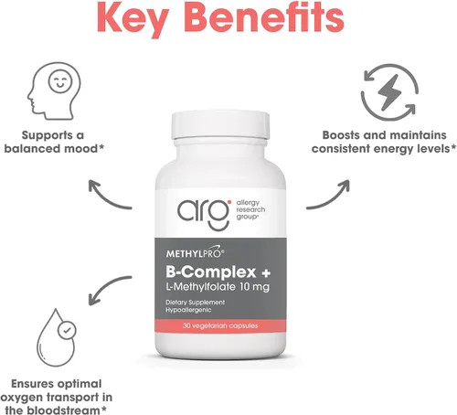 Miniatura 4 de MethylPro B Complex + L-Metilfolato 10 mg - Mezcla de vitaminas metiladas biodisponibles - Apoya la energía y el estrés - Vegetariano e