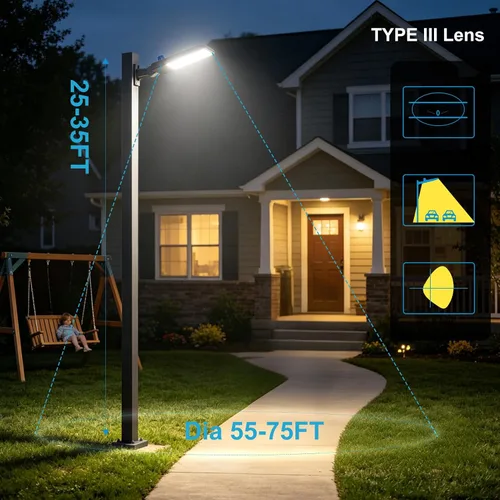 Miniatura 5 de Luces LED de estacionamiento de 240 W (240 x 1 W) para exteriores, 60000LM (250 Lm/W) 5000 K, luces LED comerciales de 6 KV SPD IP65, luz de poste