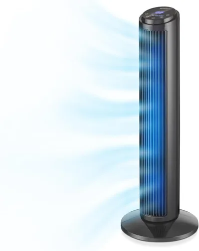Emerson SmartVoice - Ventilador de torre de 29 pulgadas, control de voz sin Wi-Fi, ventilador de torre inteligente para dormitorio, oscilación de