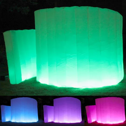 Espiral inflable para cabina de fotos (blanco, 10 x 8.85 x 5 pies/7 pies), tira de luz LED staelea (16 cambios de color), pared inflable para cabina
