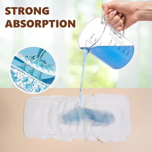 Miniatura 7 de TDIAPERS Pañales de tela reutilizables, lavables, de bolsillo, talla única, ajustable para pañales de tela a presión, paquete de 6 con 6 insertos
