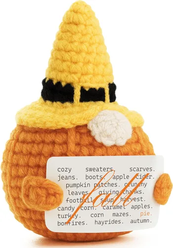 Miniatura 16 de Tis The Season - Muñeca de ganchillo hecha a mano con diseño de sombrero de bruja de Halloween, acogedora vibraciones de otoño, cosecha de Acción