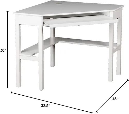 Miniatura 3 de SEI Furniture - Escritorio esquinero para computadora Wardboro - Blanco - Diseño de transición, acabado blanco - Ideal para oficina en casa