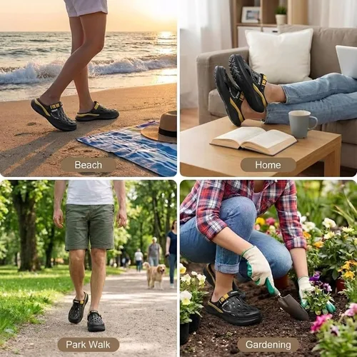 Miniatura 6 de Zuecos de jardín para hombre, transpirables, sin cordones, con suela gruesa antideslizante, resistentes al agua