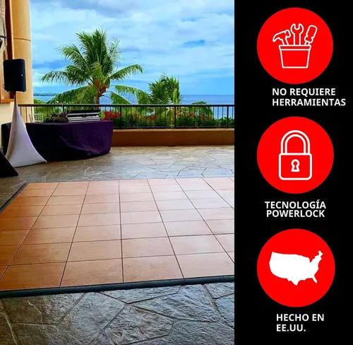 Miniatura 6 de Big Floors 3X3DKMAPLEFLOOR Kit de piso de baile modular entrelazado de plástico liviano (3' x 3'), roble oscuro, 21 piezas